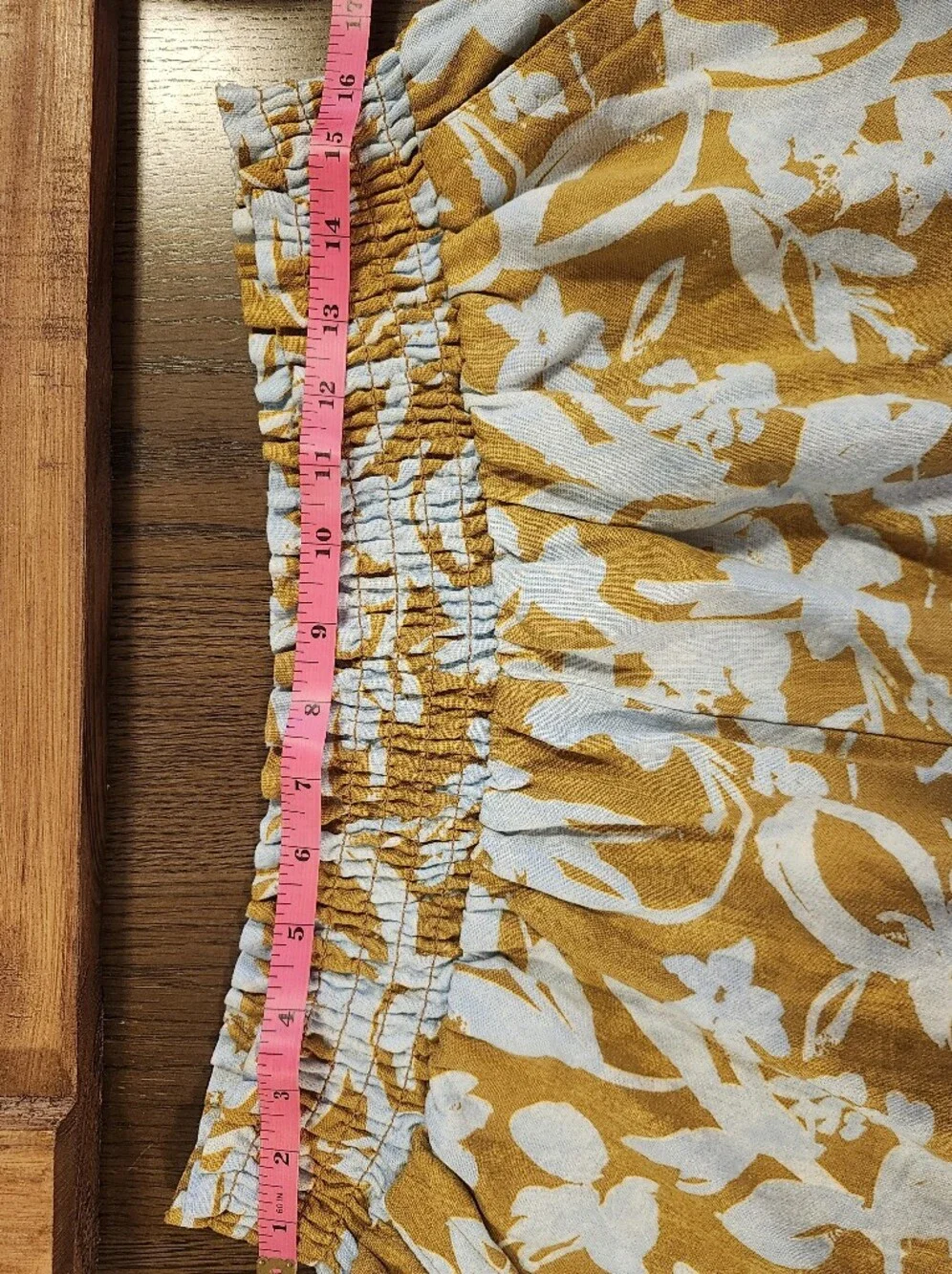 Ava & Viv Mustard Floral Linen Elastic-Waist Shorts - Picture 6 of 7